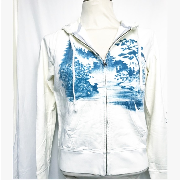 Lucky Brand Sweaters - Lucky Brand ivory / blue lake zip up sweater